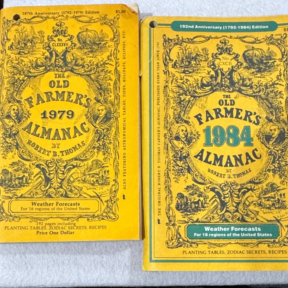 Vintage Old Farmer's Almanac Set 1979 and 1984